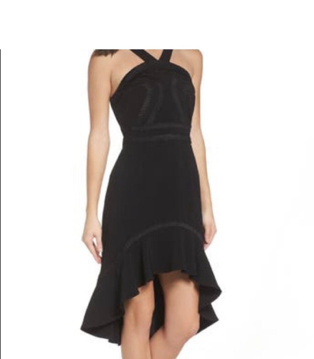 Anthropologie Foxiedox Aviana Black High Low Halter Dress Womens Size XL